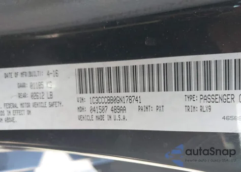 2016 Chrysler 200 S из США, поврежденный, VIN 1C3CCCBB0GN178741